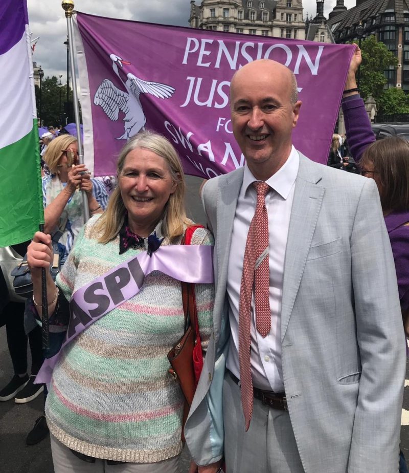 Geraint Davies marches with WASPI protesters to demand pensions justice