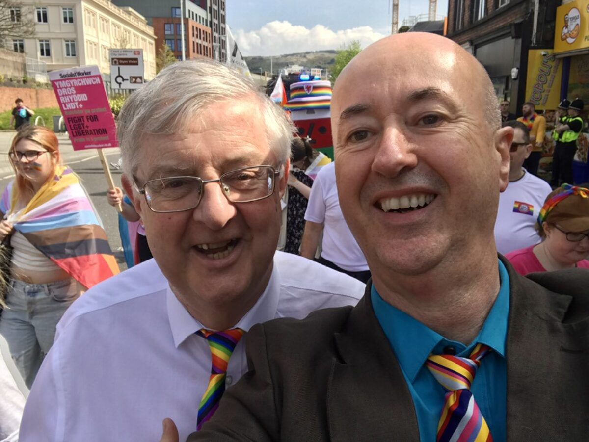 Geraint Davies MP with Mark Drakeford during Pride