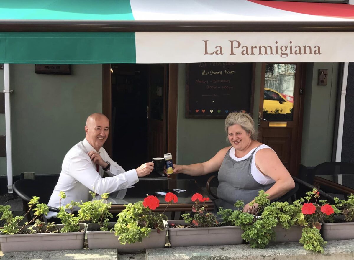 Geraint with Francesca at La Parmigiana